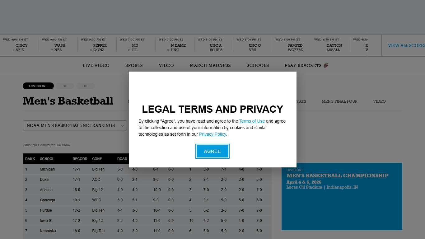 DI Men's Basketball Rankings - NCAA Men's Basketball NET Rankings | NCAA.com